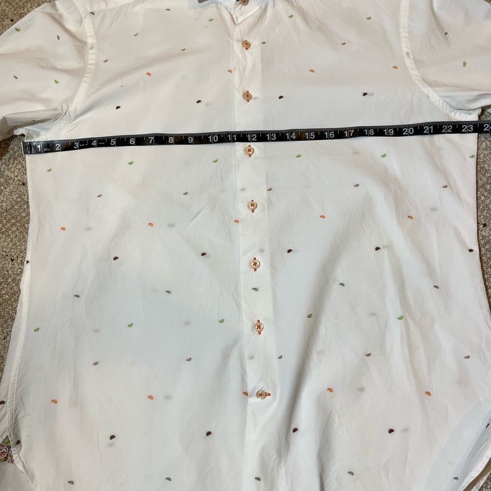Hammer Made White Fruit Long Sleeve Button Up L Dress Shirt Men's 42/16.5 - Picture 7 of 10